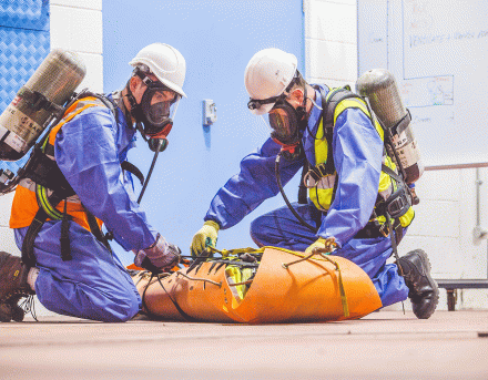 Men preparing for Confined Space Rescue